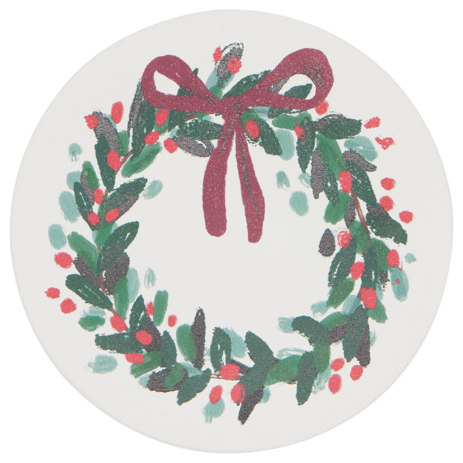 Wreaths Soak Up Christmas Coasters Set of 4