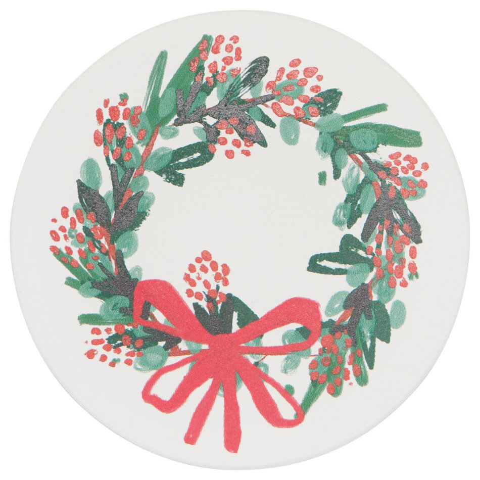 Wreaths Soak Up Christmas Coasters Set of 4