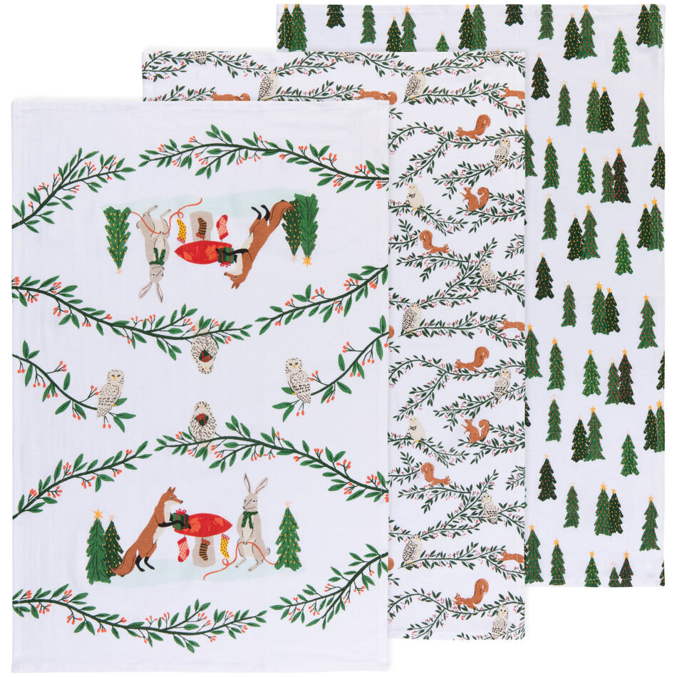 Forest Fete Floursack Dishtowels Set of 3