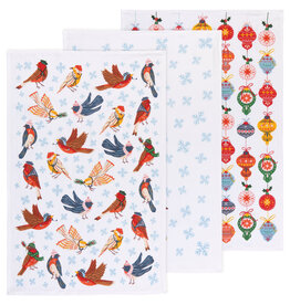 Season's Tweetings Christmas Floursack Dishtowels, set of 3