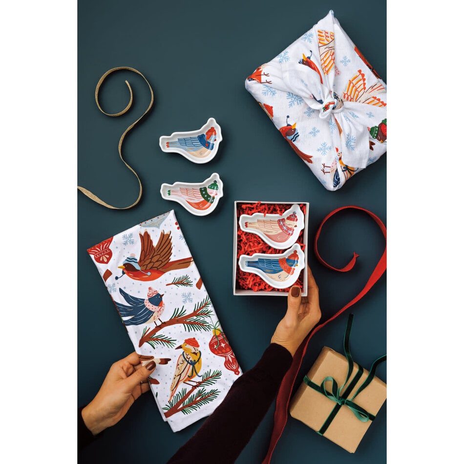 Season's Tweetings Christmas Floursack Dishtowels, set of 3