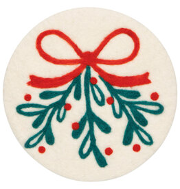 Mistletoe Christmas Felted Wool Trivet