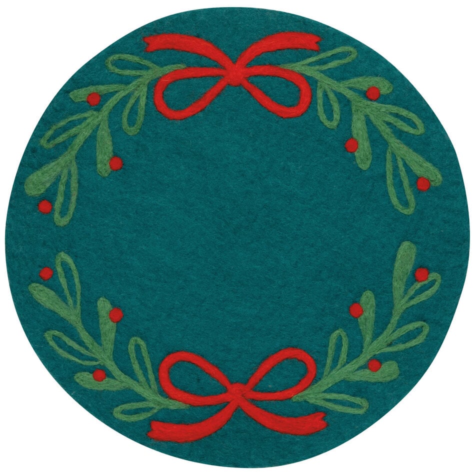 Mistletoe Christmas Felted Wool Placemat