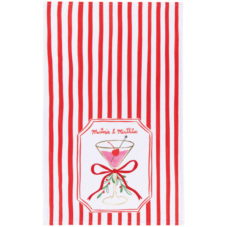 Mistletoe & Martinis Christmas Dishtowel