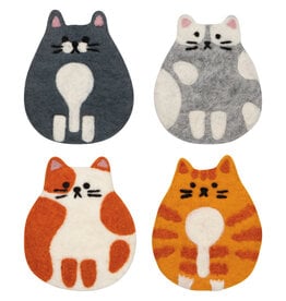 Cat Club Felt Coasters Set of 4