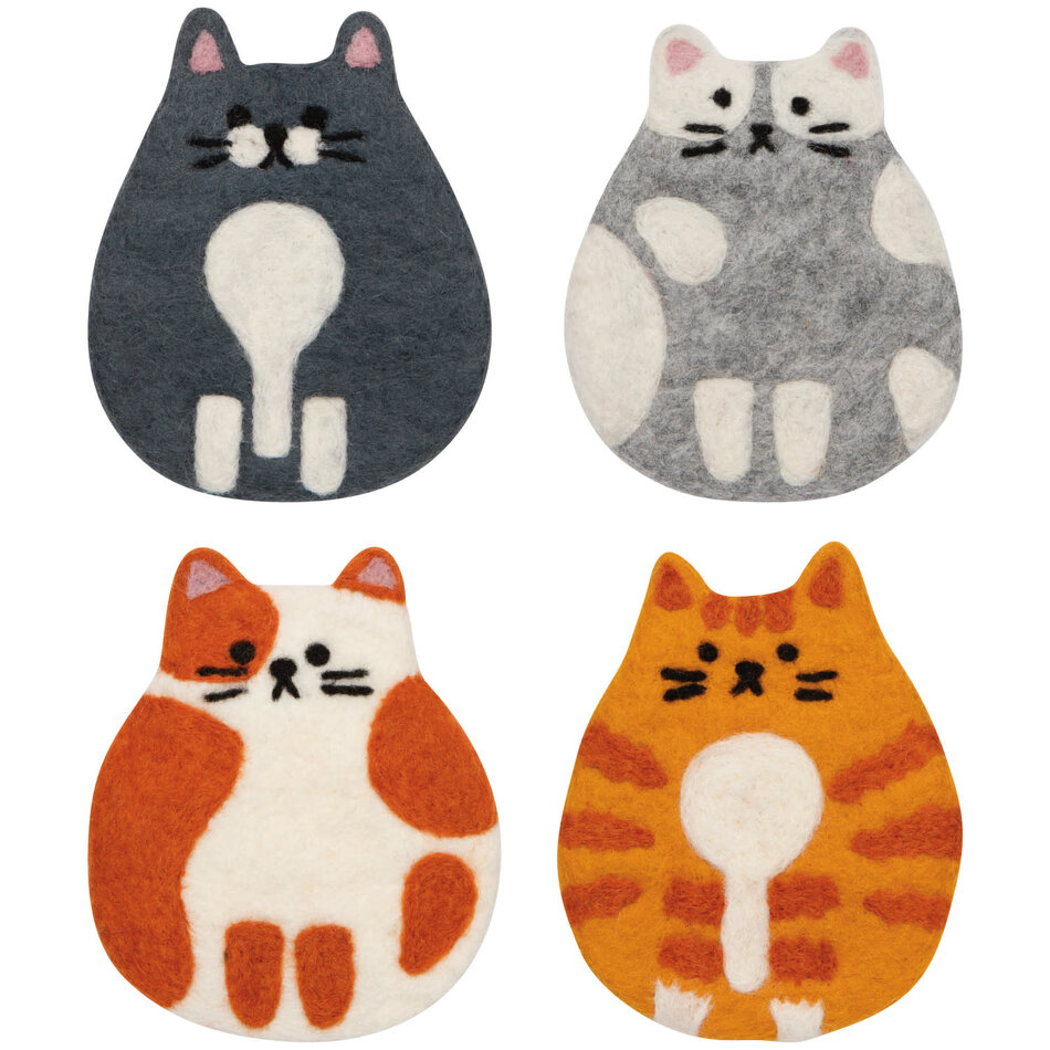 Cat Club Felt Coasters Set of 4