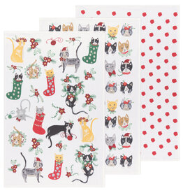 Meowy Christmas Bakers Floursack Dishtowels Set of 3