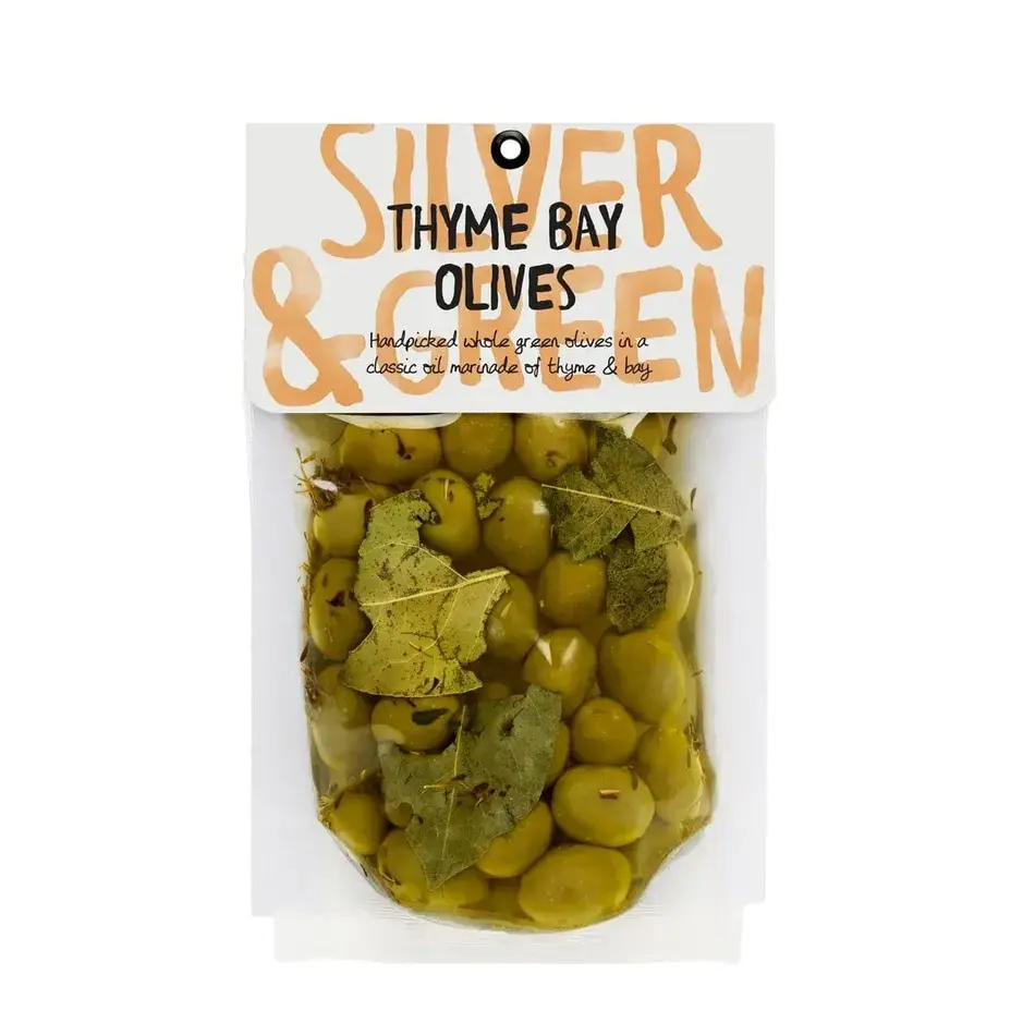 Silver & Green Thyme Bay Green Olives, 200g
