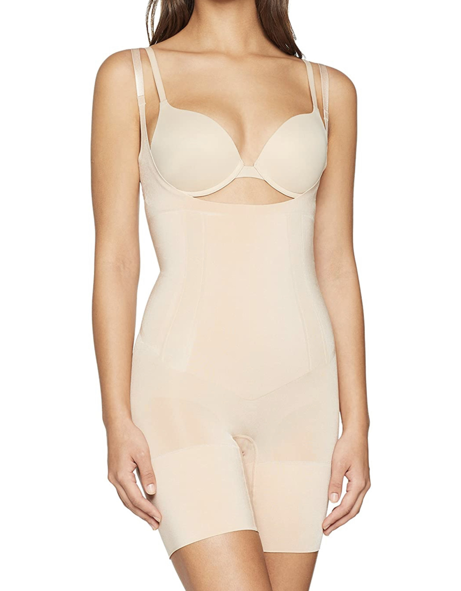 Spanx Women's Oncore Open- Bust Mid Thigh Bodysuit 10130R - Sox