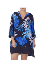 Donna Karan Donna Karan Palm Printed Woven Shirt Dress