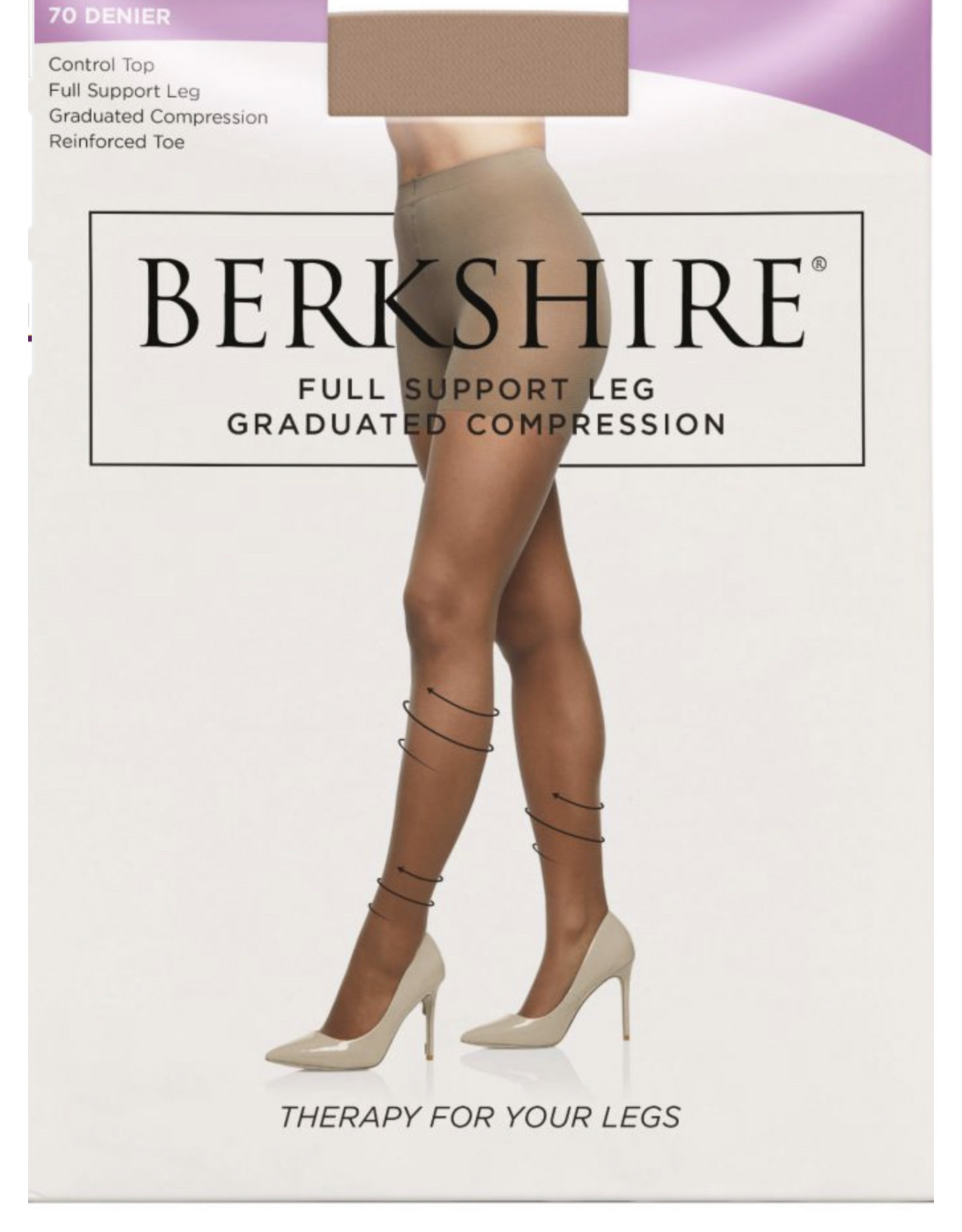 Berkshire Berkshire Women's Full Support 70 Denier Compression Control Top Pantyhose 8100