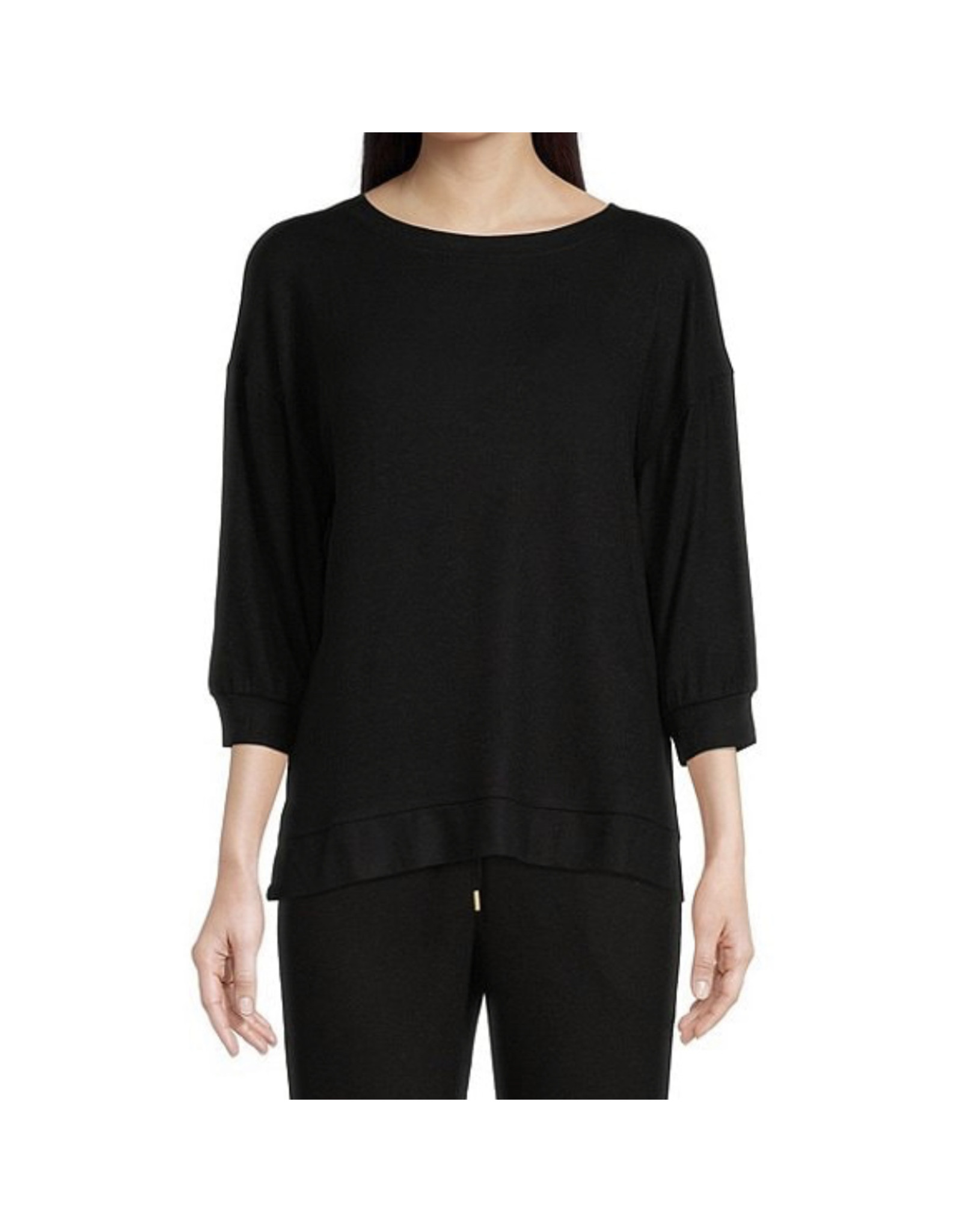 Donna Karan Donna Karan Solid 3/4 Sleeve Round Neck Knit Coordinating Sleep Top