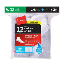 Hanes Men's Comfort Soft Ankle Sports Socks Value 12-Pack