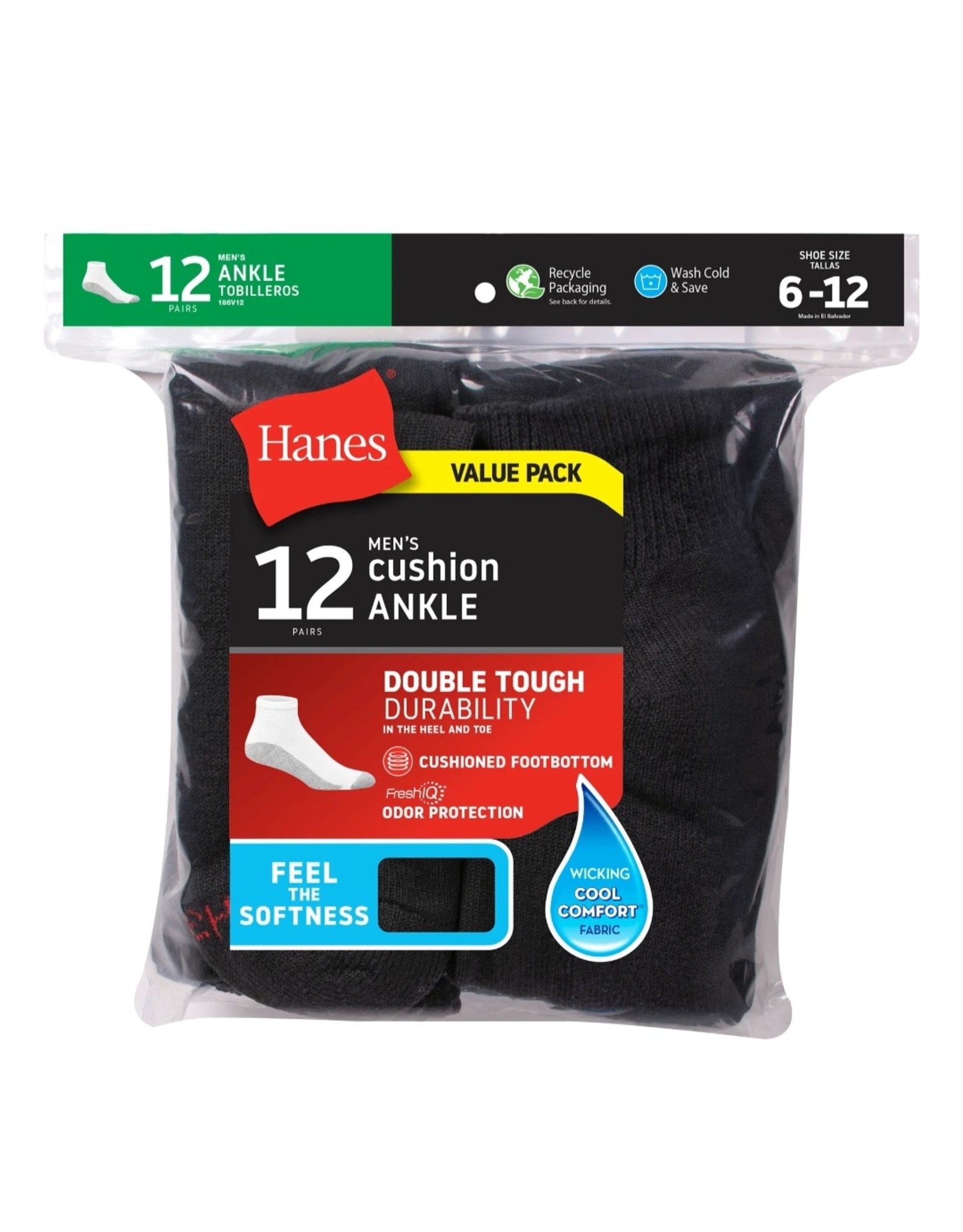 Hanes Hanes Men's Comfort Soft Ankle Sports Socks Value 12-Pack