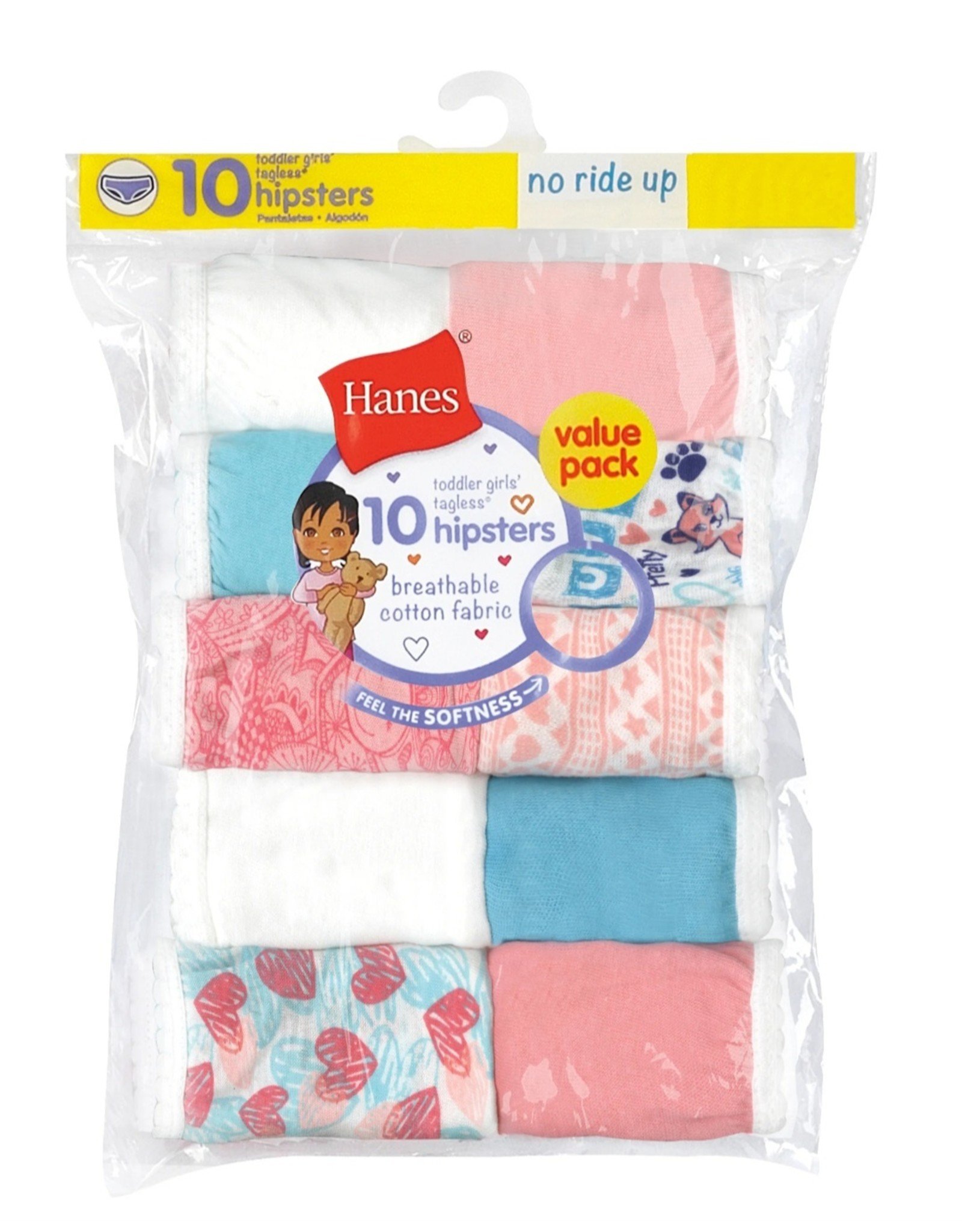 Hanes Hanes Toddler Girls Tagless Cotton Hipsters 10 Pack