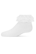 Memoi Memoi Girls Dual Layer Eyelet Lace Anklet Sock