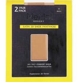 Memoi Womens Satin 20 Sheer 2 Pair Pack MS-650
