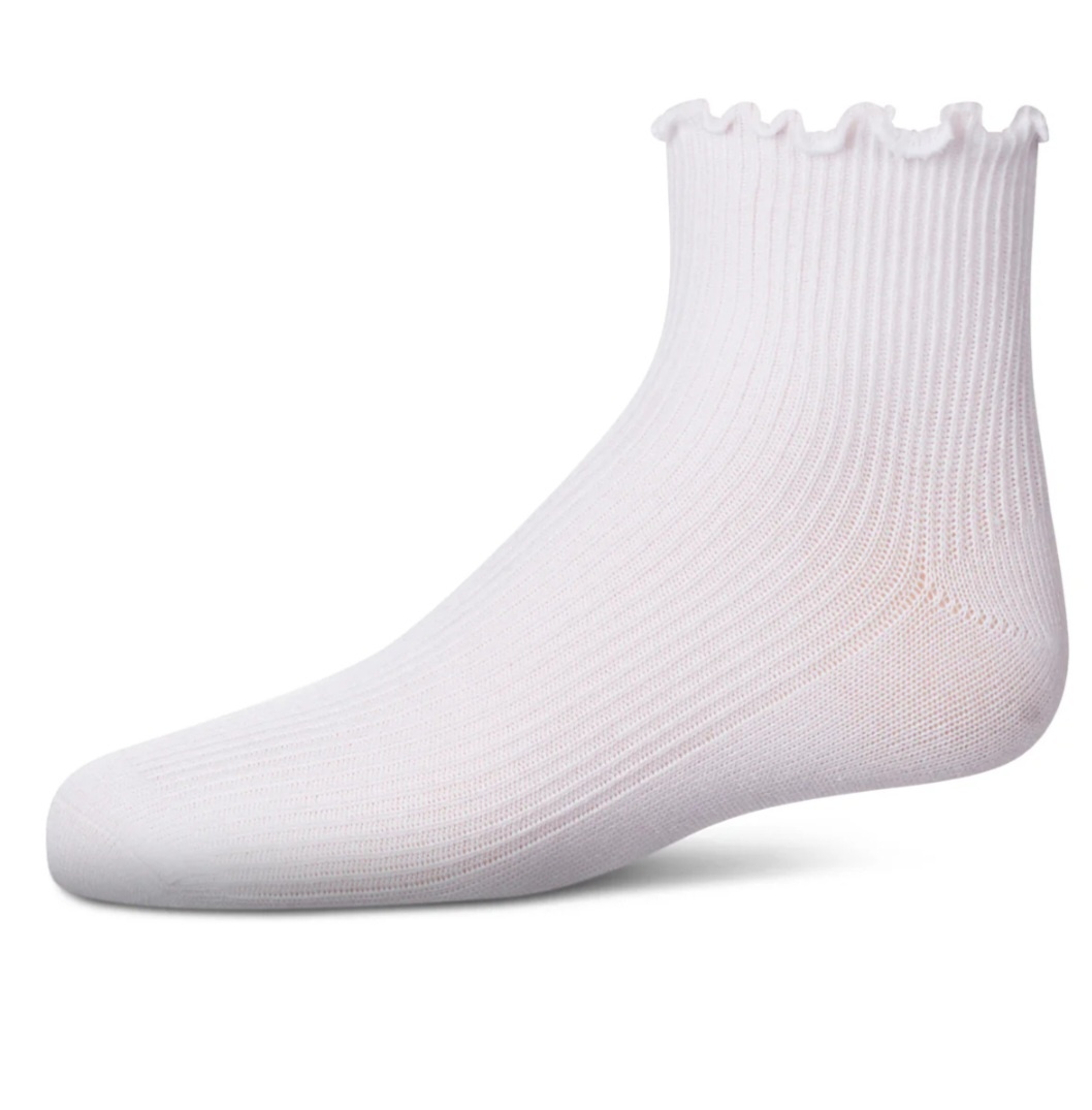 Memoi Girls Ruffled Top Thin Ribbed Anklet Socks - Sox World Plus