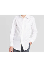 Alviso Alviso Boys White Long Sleeve Cotton Non Iron Solid Dress Shirt