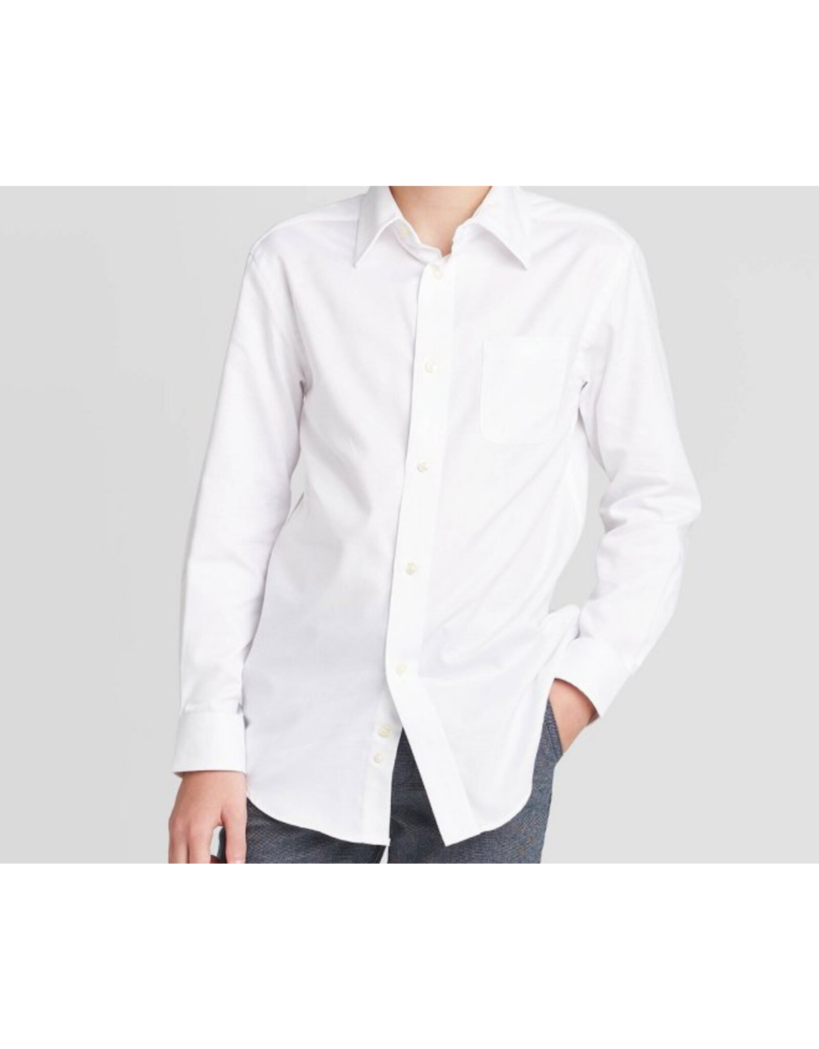 Alviso Alviso Boys White Long Sleeve Cotton Non Iron Solid Dress Shirt