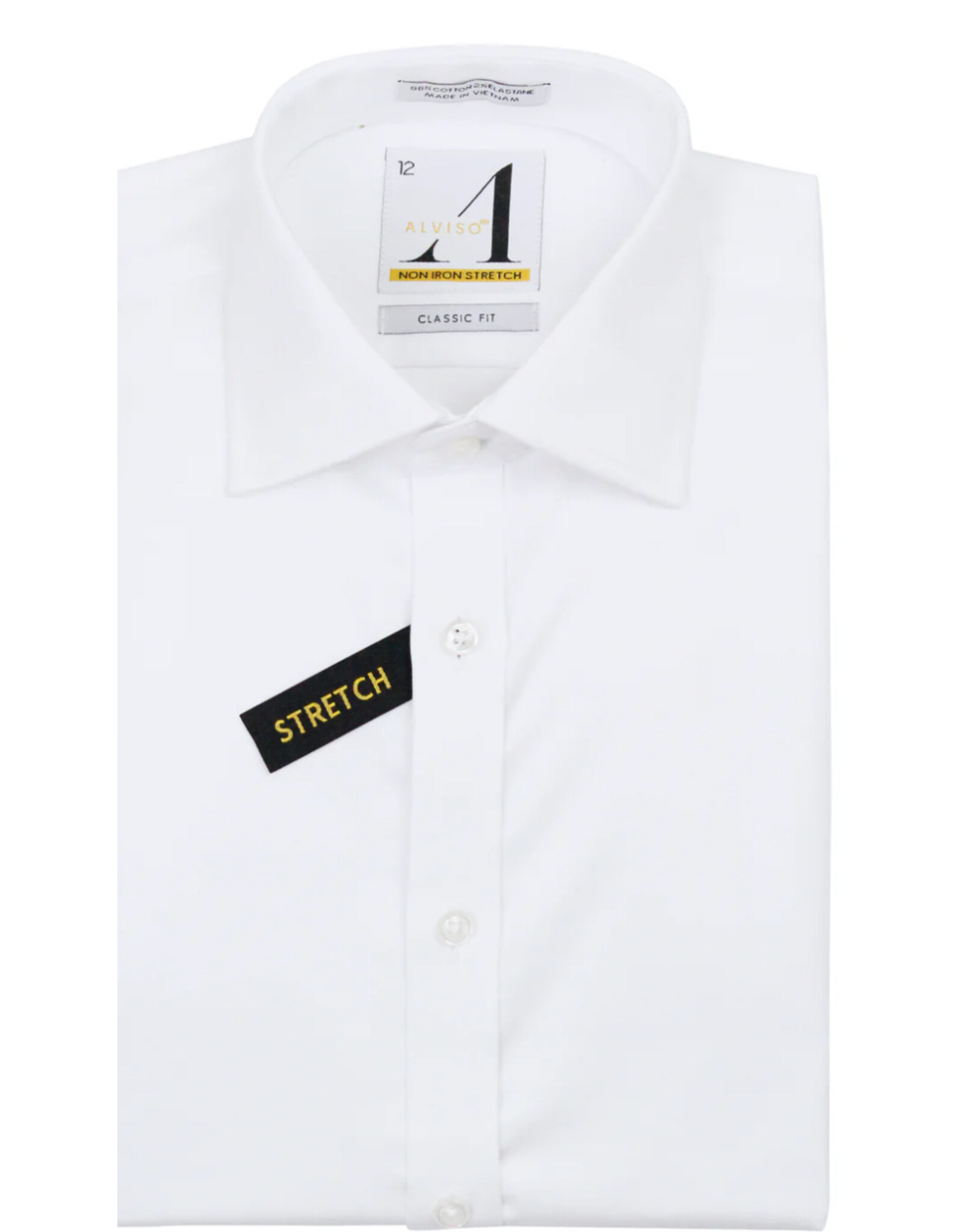 Alviso Alviso Boys White Long Sleeve Super Stretch Dress Shirt