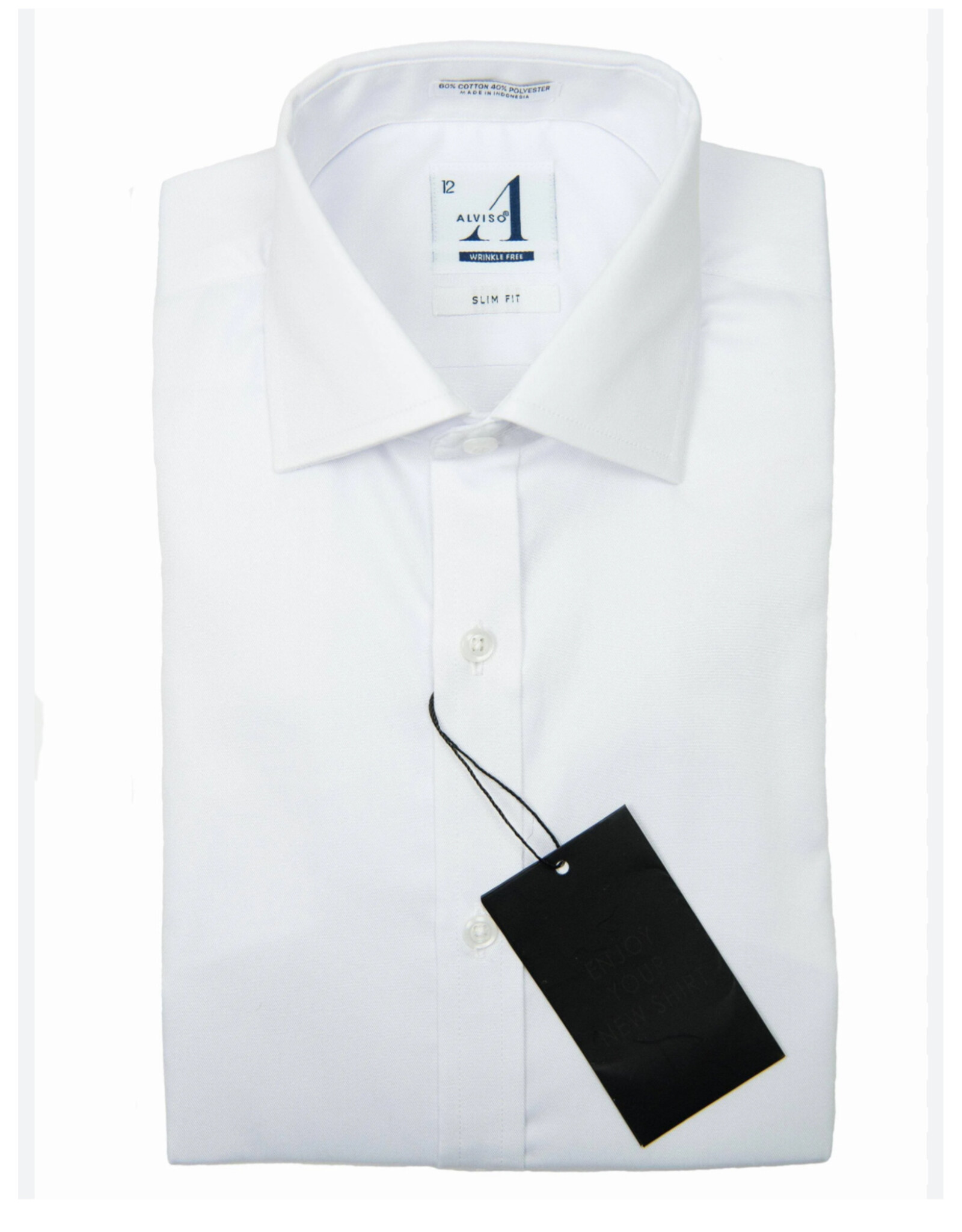 Alviso Alviso Boys White Long Sleeve Super Stretch Dress Shirt