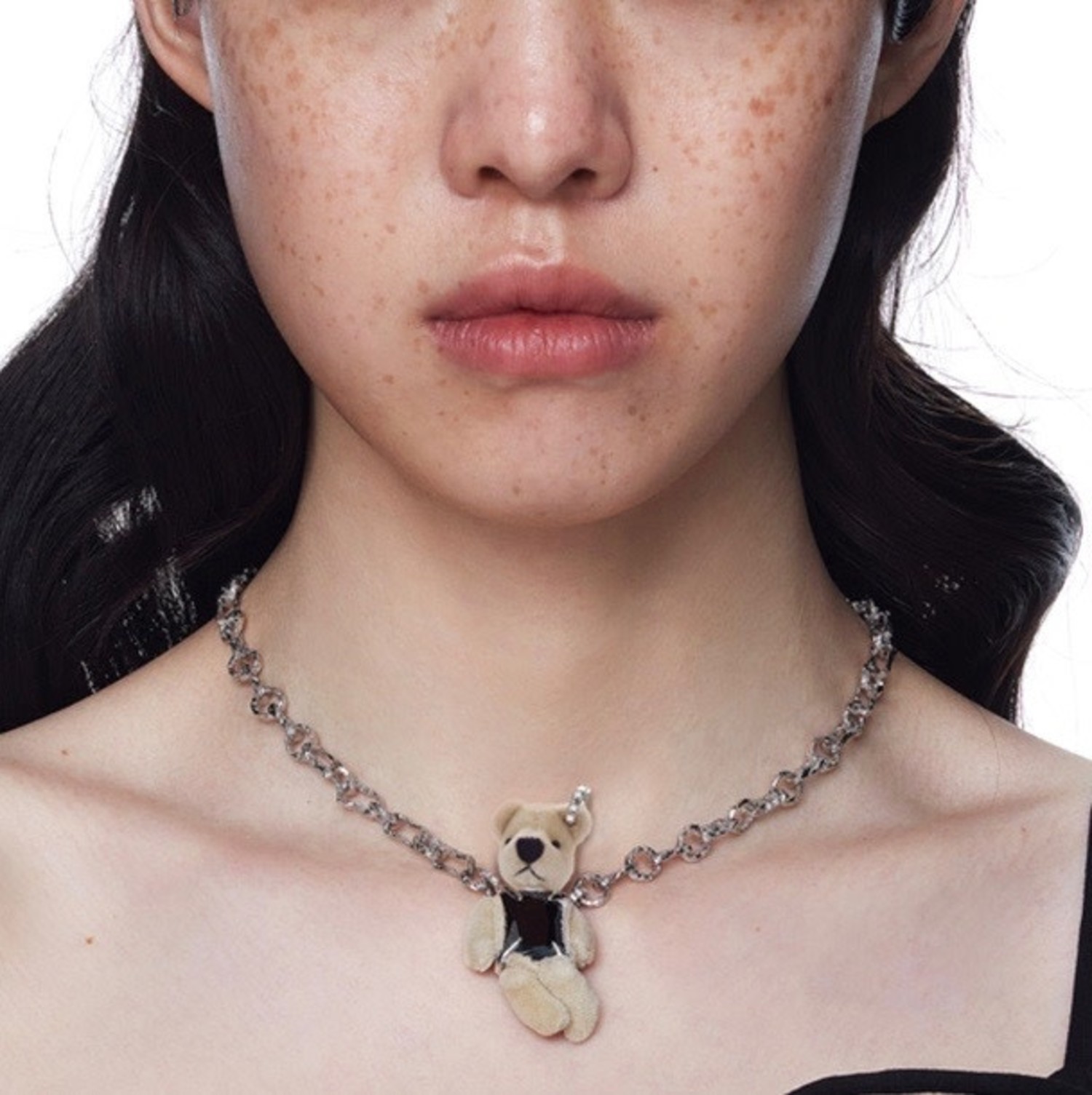 Necklace Teddy Bear Black Zircon - Please Do Not Enter
