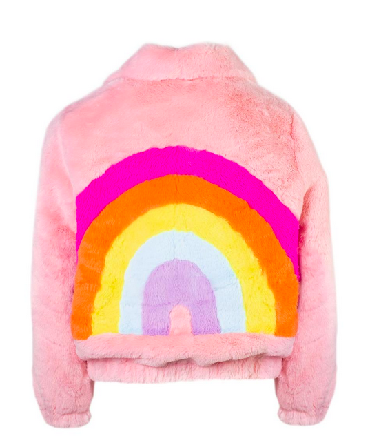 Lola and the Boys Rainbow Faux Fur Jacket Monkeys of Aspen Children