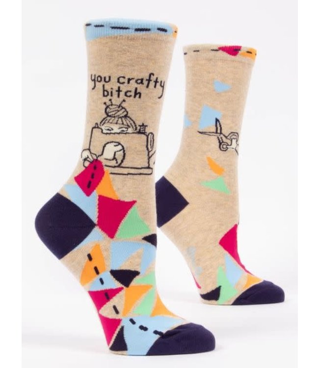 Blue Q Crew Socks - You Craft Bitch