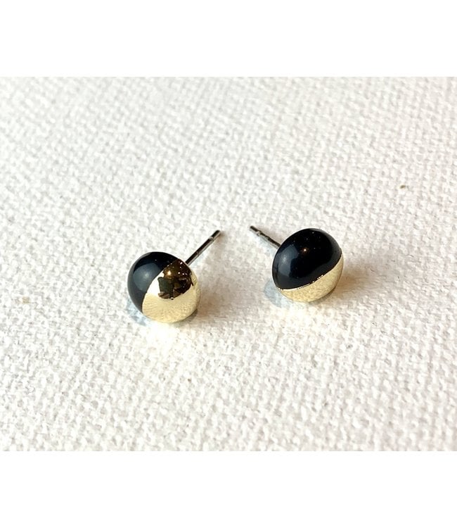 Scout Dipped Stone Stud Earrings - Black Spinel/Gold*