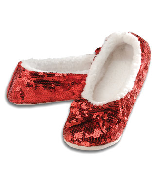 Snoozies Red Sequin Slippers