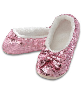 Snoozies Pink Sequin Slippers