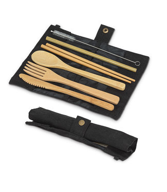 Abbott Cutlery Set in Roll. 7 Pieces - Black