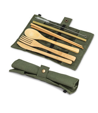 Abbott Cutlery Set in Roll 7 Pieces - Green