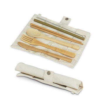 Abbott Cutlery Set in Roll. 7 Pieces - Ivory