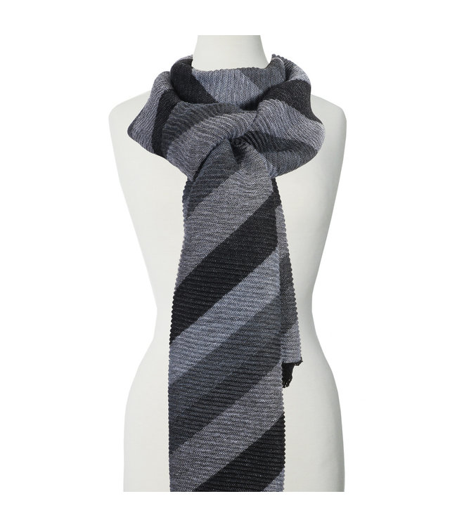 Lined Scarf - Grey and Black*