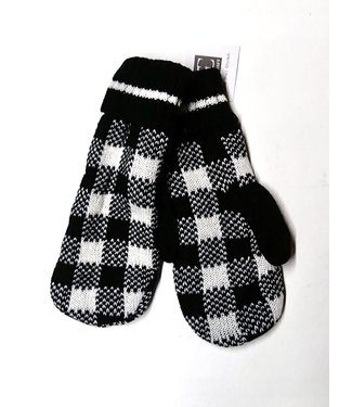 Giftcraft Plaid Mittens - Black and White *