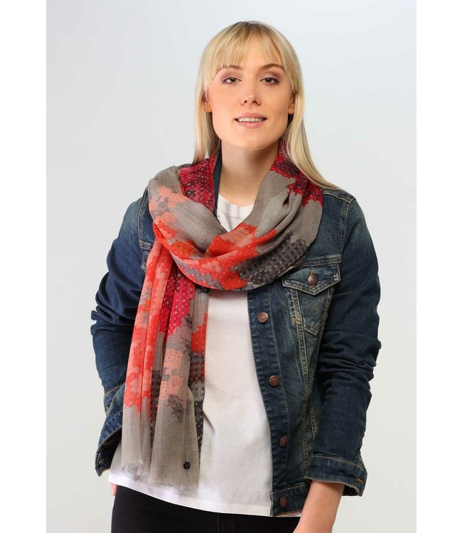 Fraas Rose Garden Pixel Scarf - Mid Grey*