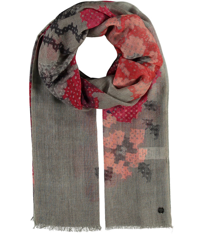 Fraas Rose Garden Pixel Scarf - Mid Grey*