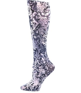 Celeste Stein Knee High Socks - B/W Vines & Roses*