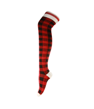Pook Pook Over The Knee Socks - Red Plaid*