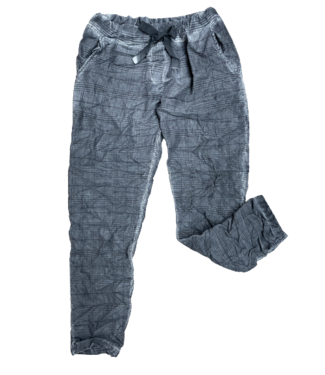 Made in Italy Crinkled Pants Plaid - Grey *