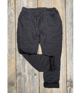 Made in Italy Crinkled Joggers  - Chocolate *