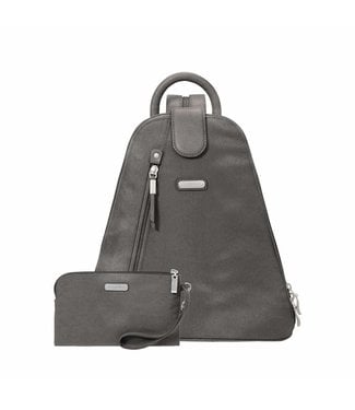 Baggallini Metro Backpack w/ RFID wristlet - Silver *