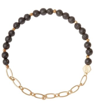 Scout Mini Stone Stacking Bracelet w/ Chain - Lava/Gold