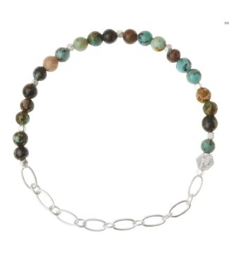 Scout Mini Stone Stacking Bracelet w/ Chain - African Turq /Silver