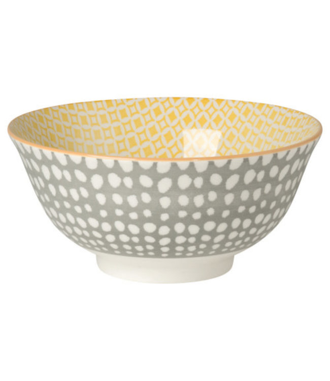 Danica Studio Bowl - 6" - Gray Dots with Yellow