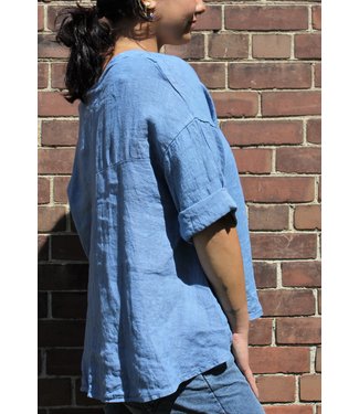 Made in Italy Linen Top V-Neck - Jeans