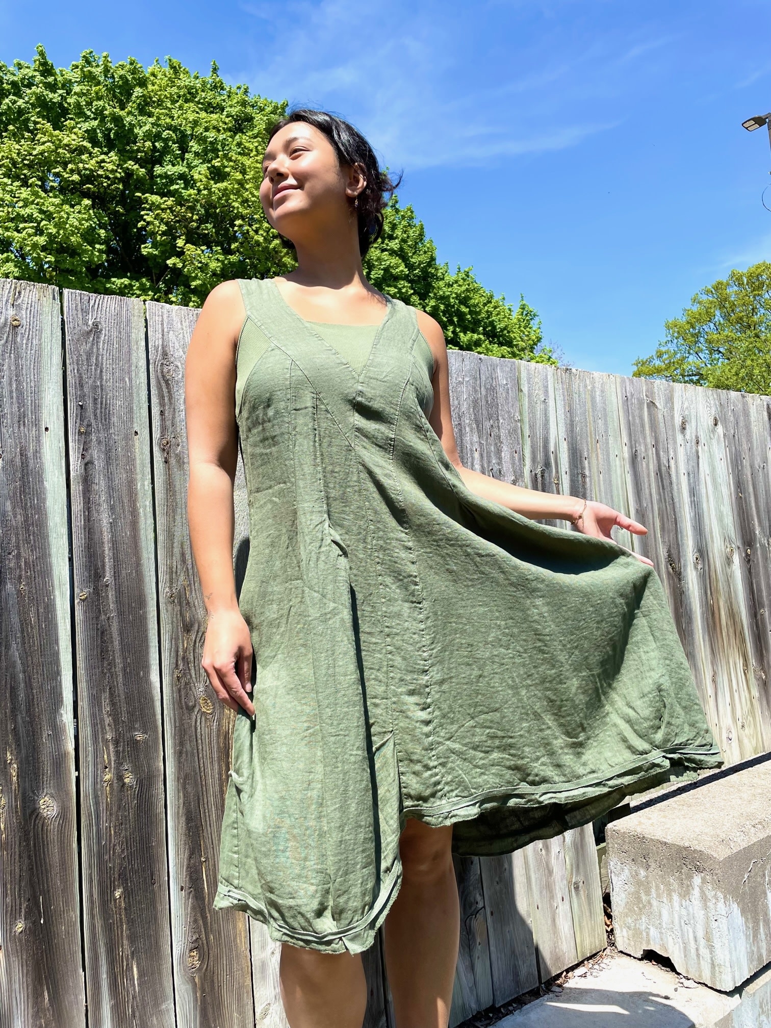 Linen Tank Dress with Cotton Stretch 