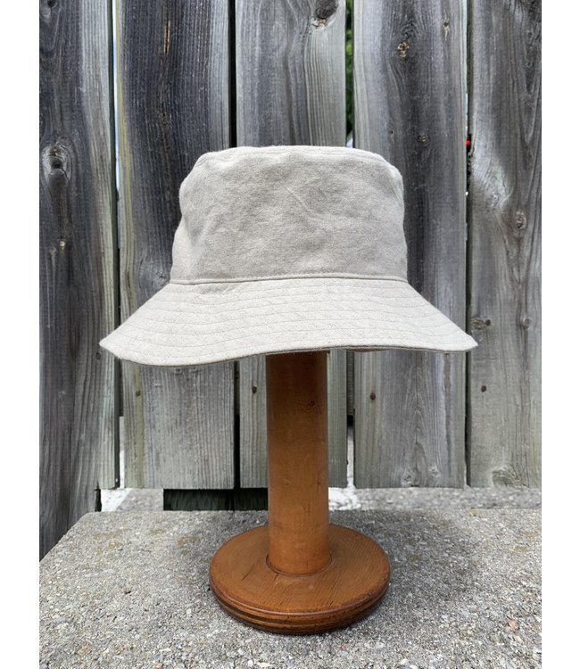 Linen Wide Brim Bucket Hat - Natural 